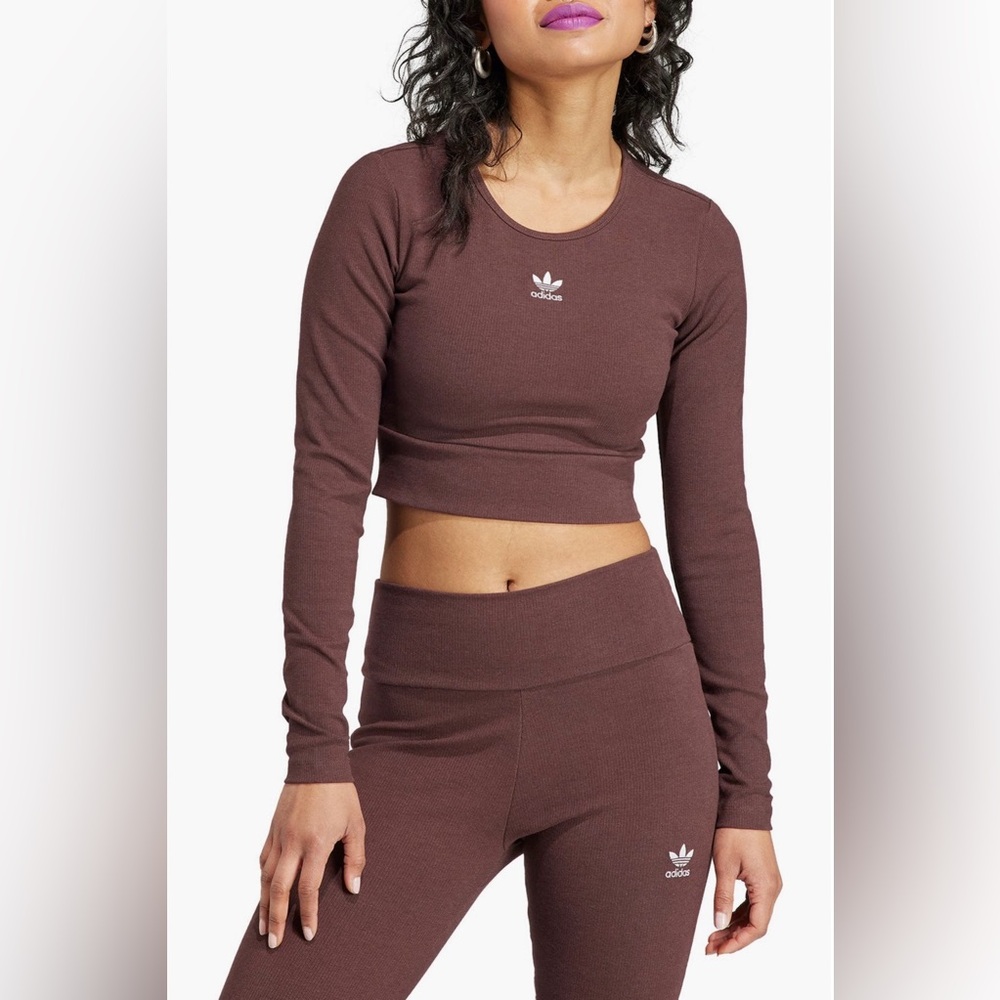 Adidas Women's Chocolate Long Sleeve Crop Top